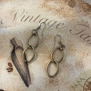 Silver tone chain earrings